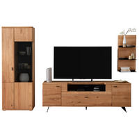 WOHNWAND 3-teilig  in Eichefarben 320/209/50 cm  - Eichefarben/Anthrazit, Natur, Glas/Holz (320/209/50cm) - Linea Natura