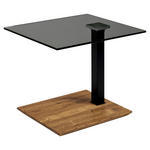 BEISTELLTISCH in Holz, Metall, Glas 55/47/47-65 cm  - Eichefarben/Schwarz, Natur, Glas/Holz (55/47/47-65cm) - Novel