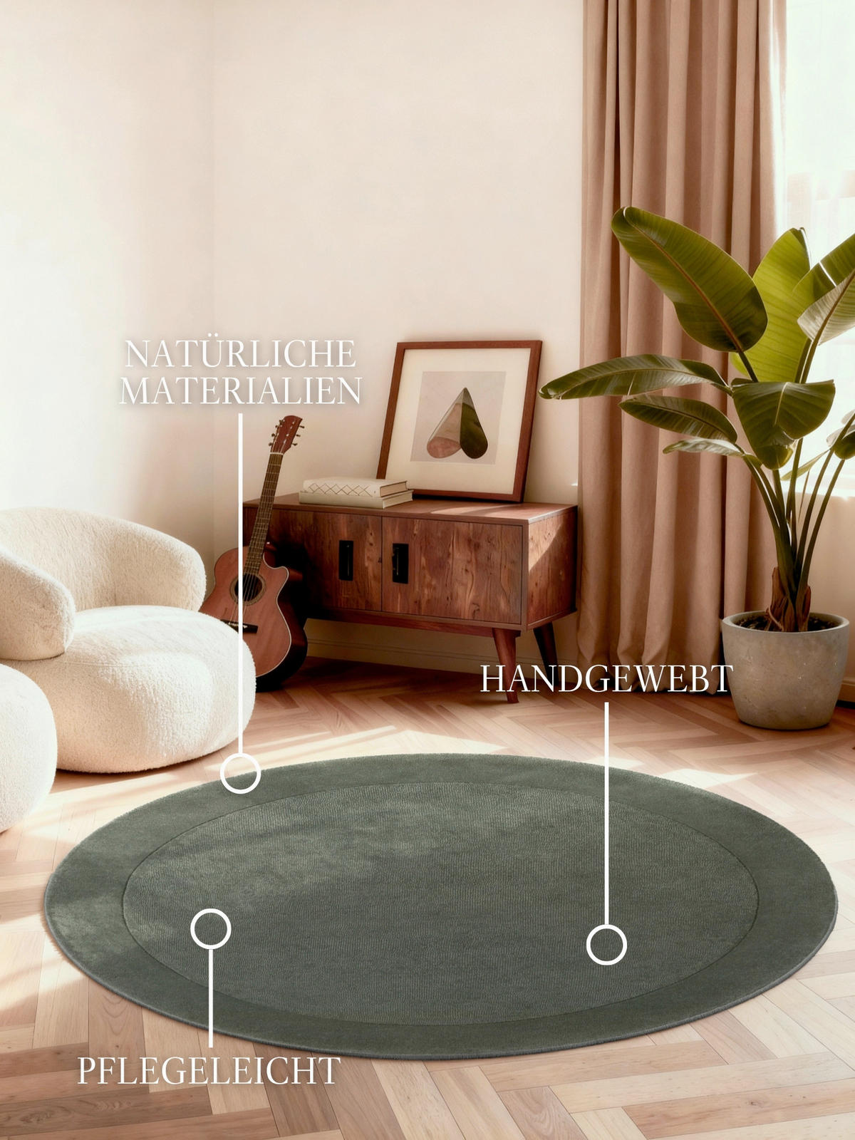 WOLLTEPPICH 200 cm Dunkelgrün rund  - Dunkelgrün, KONVENTIONELL, Textil (200cm) - Villeroy & Boch