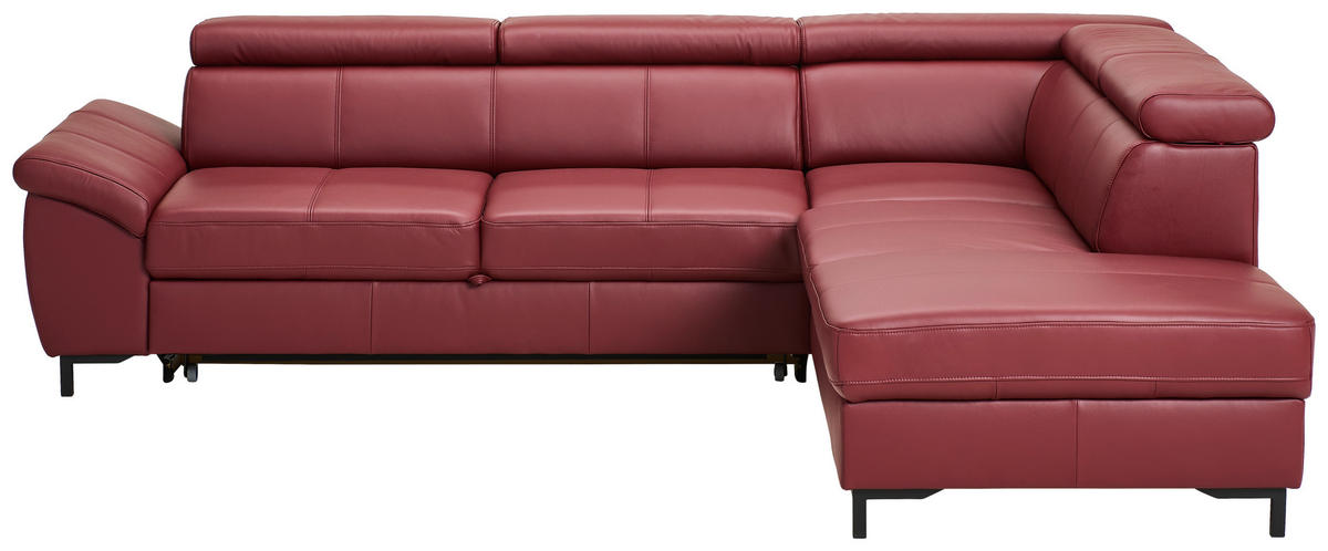 ROHOVÁ SEDACIA SÚPRAVA, koža, bordová - čierna/bordová, Design, kov/koža (268/213cm) - Celina Home