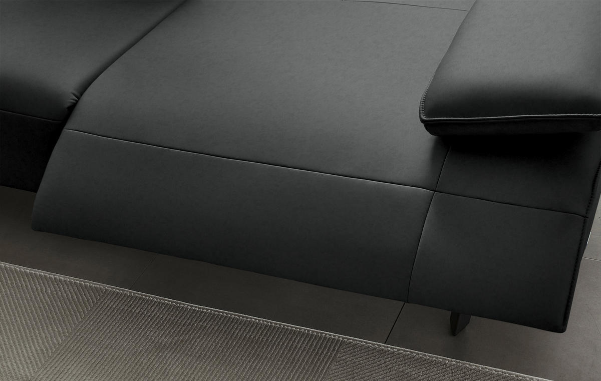ECKSOFA Echtleder Anthrazit  - Anthrazit, Design, Leder/Metall (230/290cm) - Johann Jakob