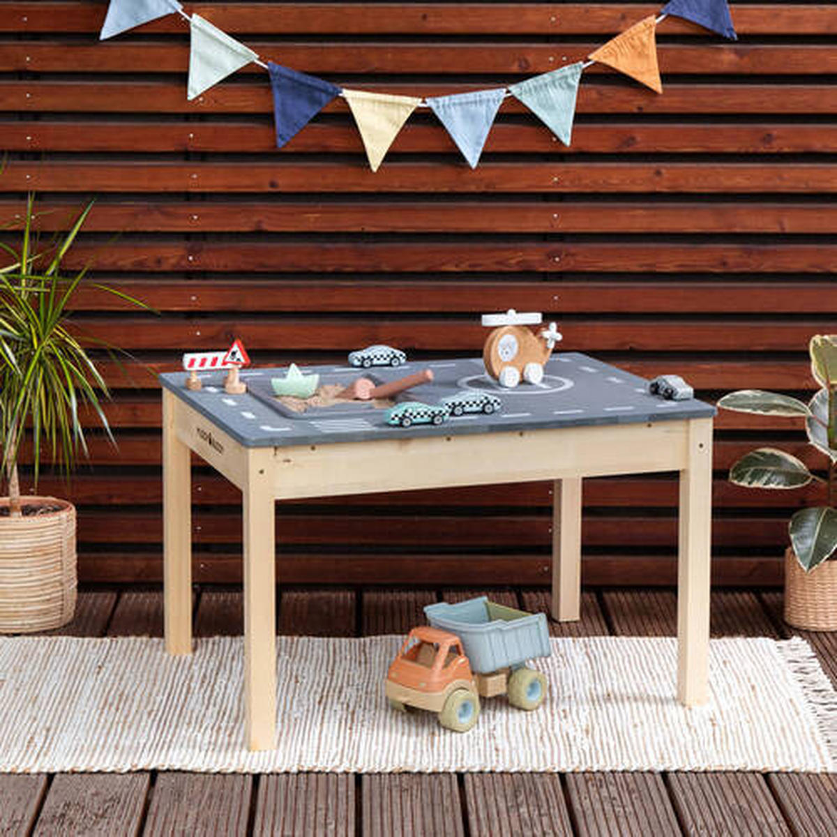 SAND & WASSERTISCH RACE RUNNER Holz Naturfarben, Graphitfarben  - Graphitfarben/Naturfarben, Basics, Holz (80/60/50cm) - MUDDY BUDDY