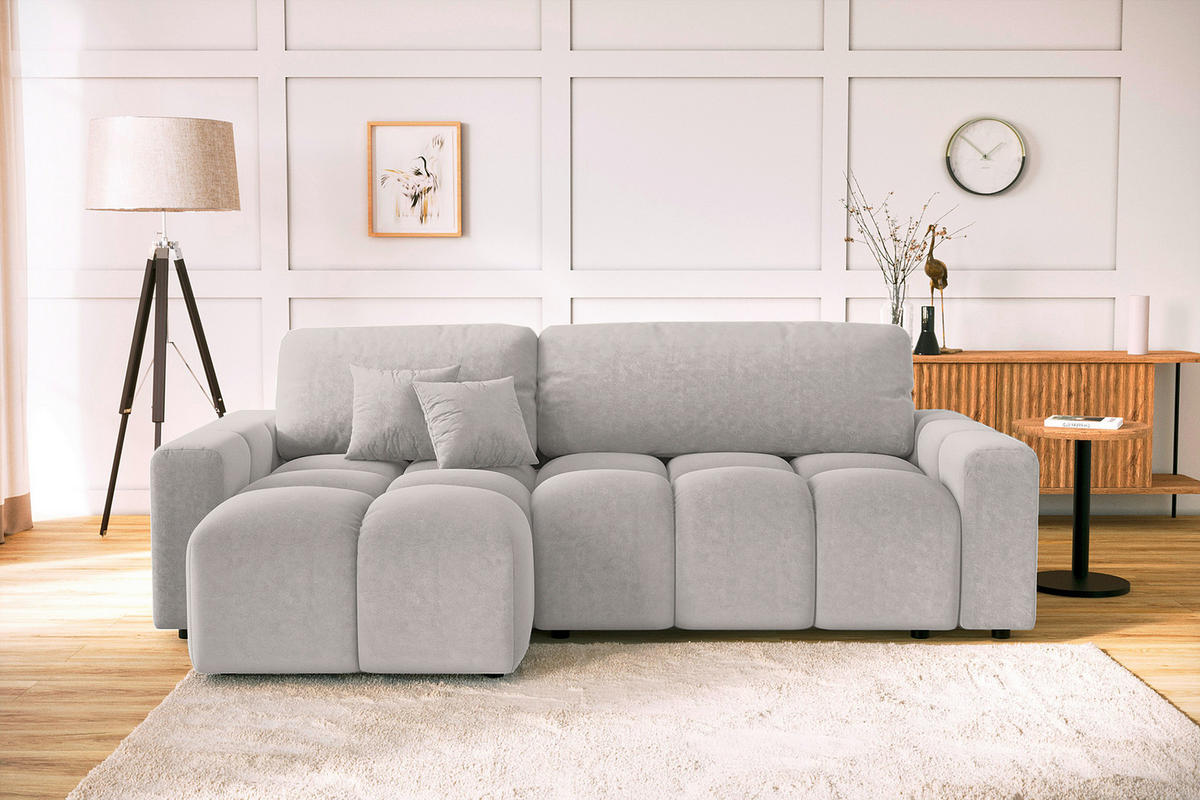 ECKSOFA in Mikrofaser Grau  - Schwarz/Grau, Design, Kunststoff/Textil (233/142cm) - Livetastic