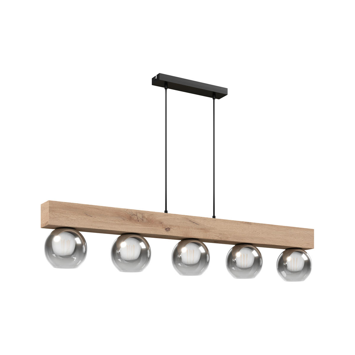 HÄNGELEUCHTE 115/15/120 cm    - Schwarz/Naturfarben, Natur, Glas/Holzwerkstoff (115/15/120cm) - Globo