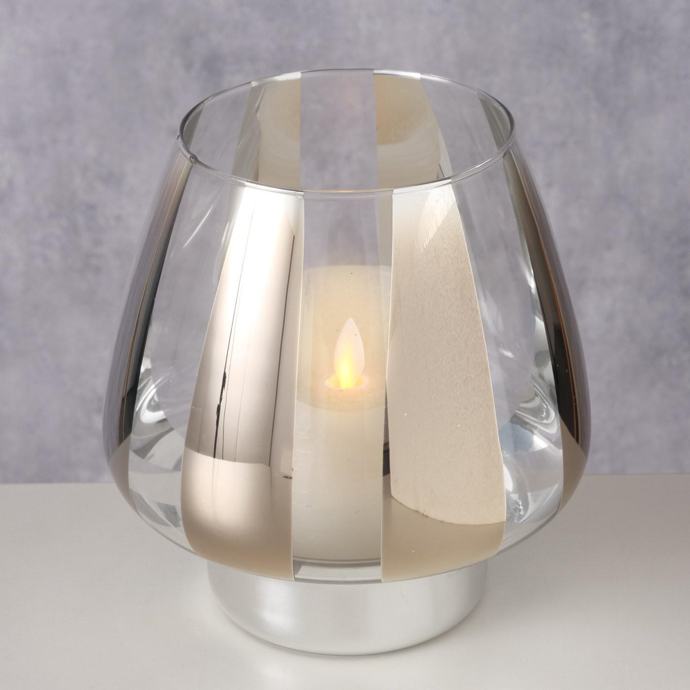 WINDLICHT - Silberfarben, Design, Glas (17/18cm)