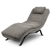 RELAXLIEGE in Echtleder Dunkelgrau  - Dunkelgrau/Schwarz, Design, Leder/Metall (65/95/171cm) - Celina Home