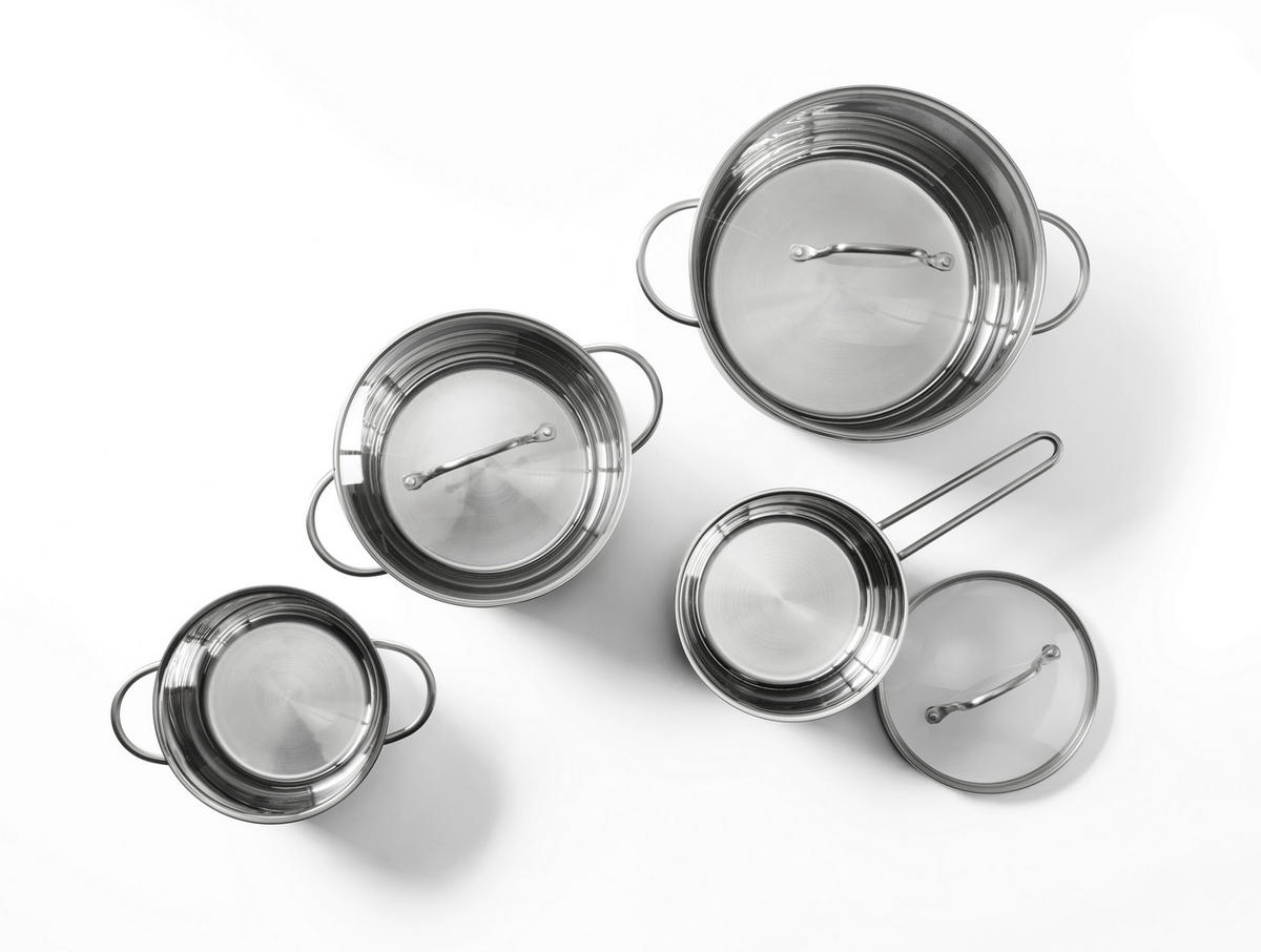 SADA HRNCŮ, 4dílné - čiré/barvy nerez oceli, Basics, kov/sklo - Homeware Profession.