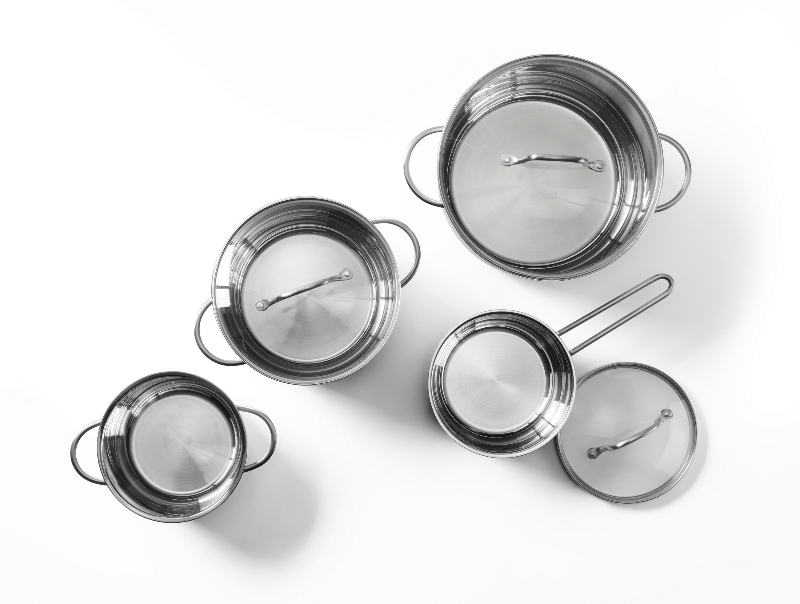 Thumbnail - Homeware Profession. Kochtopfset Saphira, Edelstahl, Metall, Glas, 4-teilig, 16 cm,20 cm,16 cm, 1.5 L,3.0 L,5.0 L,1.0 L,...