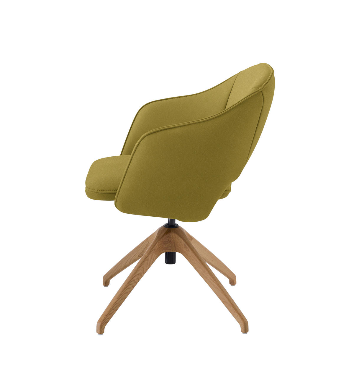 ARMLEHNSTUHL  Lederauswahl, Stoffauswahl, Wippfunktion, Sitzfläche 360° drehbar  Echtleder  - Schilfgrün/Wildeiche, Design, Leder/Holz (63/74-90/57-73cm) - Koinor