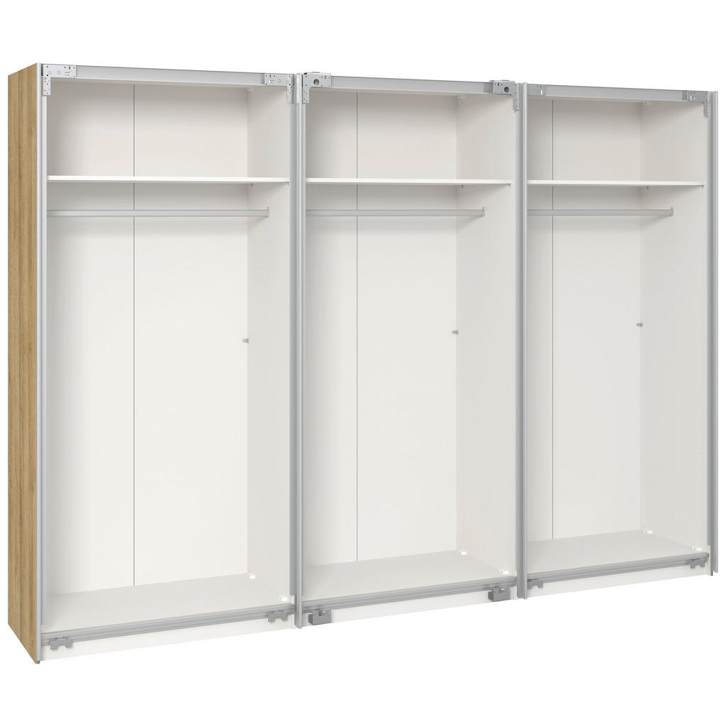 Thumbnail - Boxxx Schwebetürenschrank, Weiß, Eiche, Holzwerkstoff, 3 Fächer, 303x215x65 cm, erweiterbar, Beimöbel erhältlich, umfang...