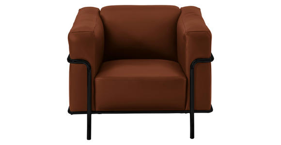 SESSEL in Echtleder Braun - Schwarz/Braun, Design, Leder/Metall (91/67/96cm) - Johann Jakob