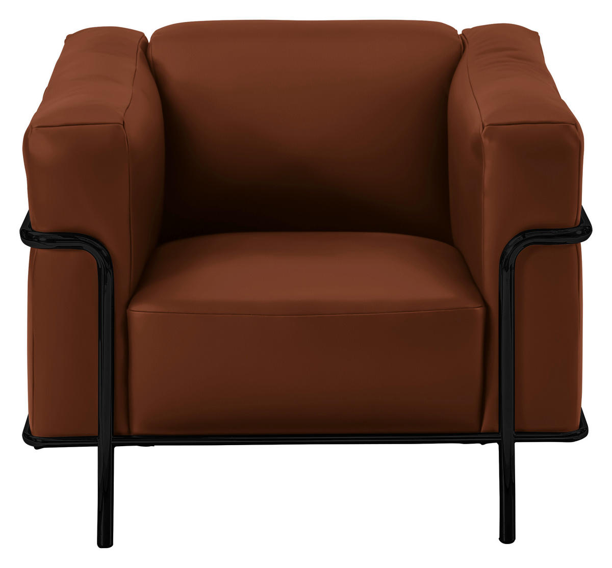 SESSEL in Echtleder Braun  - Schwarz/Braun, Design, Leder/Metall (91/67/96cm) - Johann Jakob
