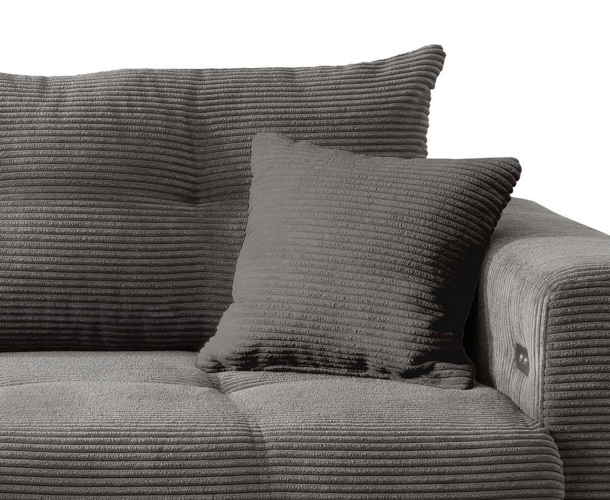 ECKSOFA Grau Cord  - Schwarz/Grau, MODERN, Holz/Textil (177/246cm) - MID.YOU