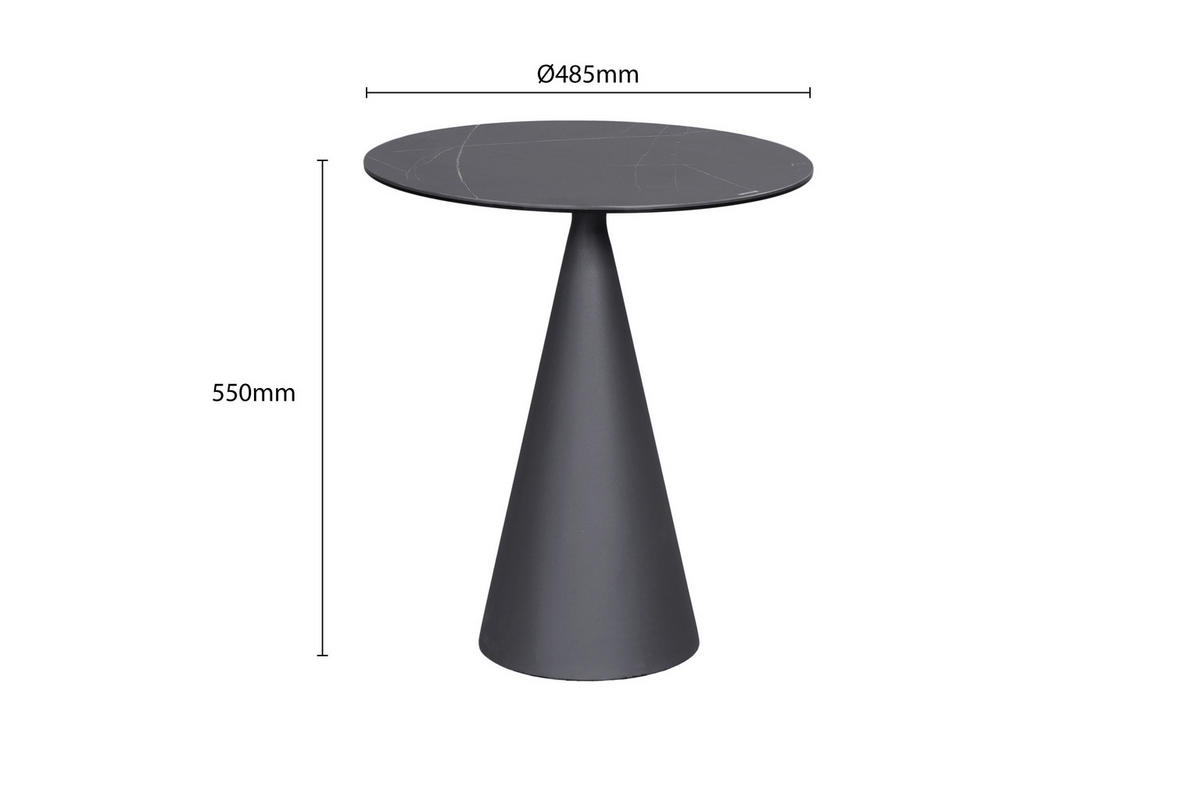 BEISTELLTISCH in Metall, Glas, Keramik 48,5/48,5/55 cm  - Anthrazit/Schwarz, Design, Glas/Keramik (48,5/48,5/55cm) - Dieter Knoll