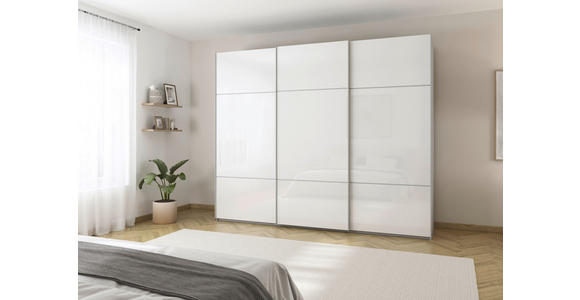 SCHWEBETÜRENSCHRANK in Grau, Weiß - Weiß/Grau, KONVENTIONELL, Glas/Holzwerkstoff (271/223/68cm) - Novel