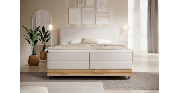 BOXSPRINGBETT 180/200 cm  in Creme  - Creme/Schwarz, Natur, Holz/Textil (180/200cm) - Valnatura