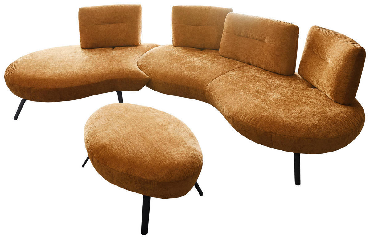 BIGSOFA Flachgewebe Senfgelb  - Senfgelb/Schwarz, Design, Textil/Metall (456/93/138cm) - Moderano