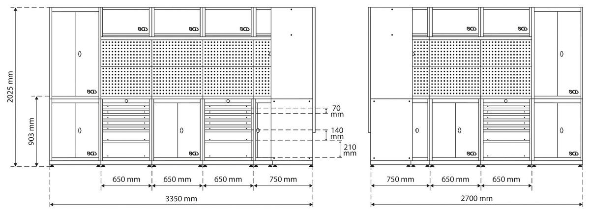 WERKSTATT-SCHRANKWAND  - Basics, Holz/Metall (335/270cm)