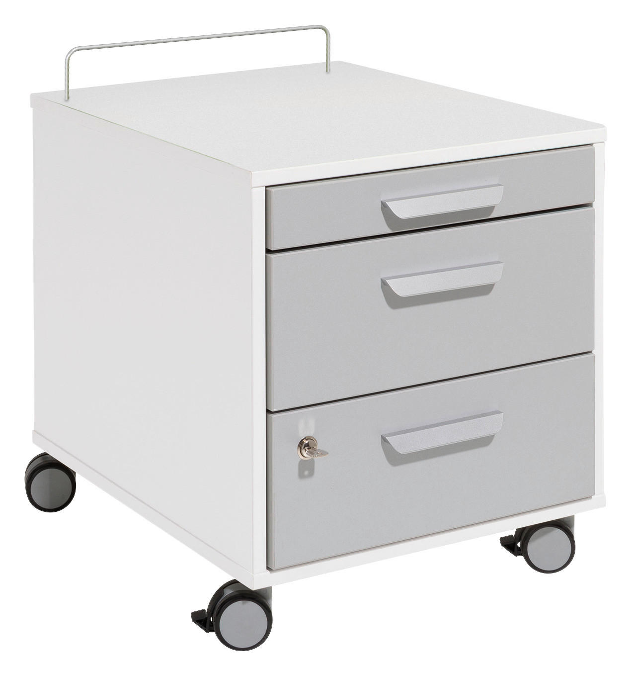 ROLLCONTAINER 44,4/49/54,2/54,7 cm  - Weiss/Silberfarben, Design, Holzwerkstoff/Kunststoff (44,4/49/54,2/54,7cm) - Paidi