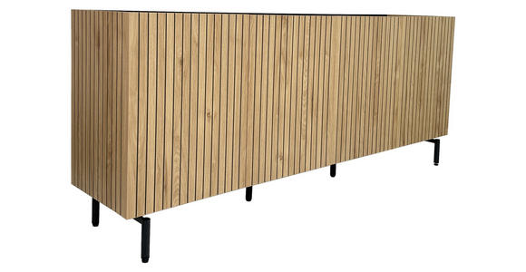 SIDEBOARD LINO  in 181/75/40 cm  - Eichefarben/Schwarz, Design, Holzwerkstoff/Metall (181/75/40cm) - Xora