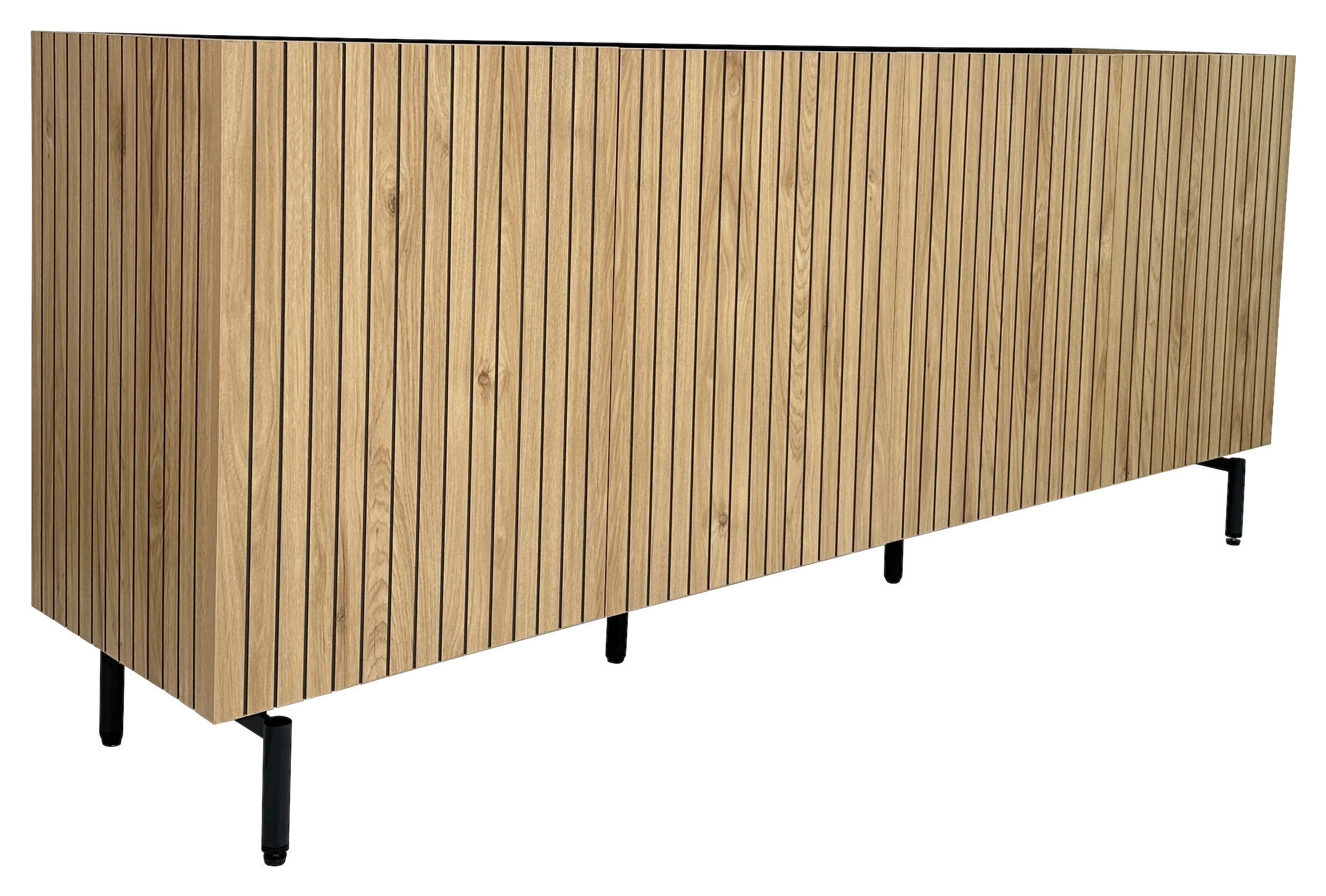 Milino Sideboard Lino Schwarz, Eiche 181x75x40 cm