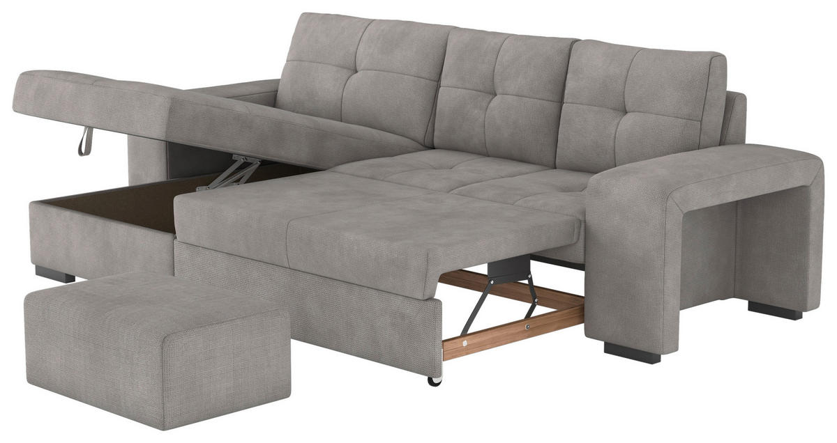 ECKSCHLAFSOFA Grau Mikrofaser  - Schwarz/Grau, MODERN, Kunststoff/Textil (156/268cm) - MID.YOU