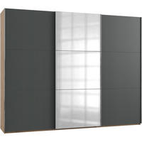 SCHWEBETÜRENSCHRANK 300/236/65 cm 3-türig Eichefarben, Graphitfarben  - Chromfarben/Eichefarben, MODERN, Holzwerkstoff/Metall (300/236/65cm) - MID.YOU