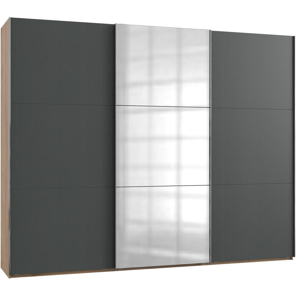 Schwebetürenschrank 300cm Level, Graphit/eiche Dekor