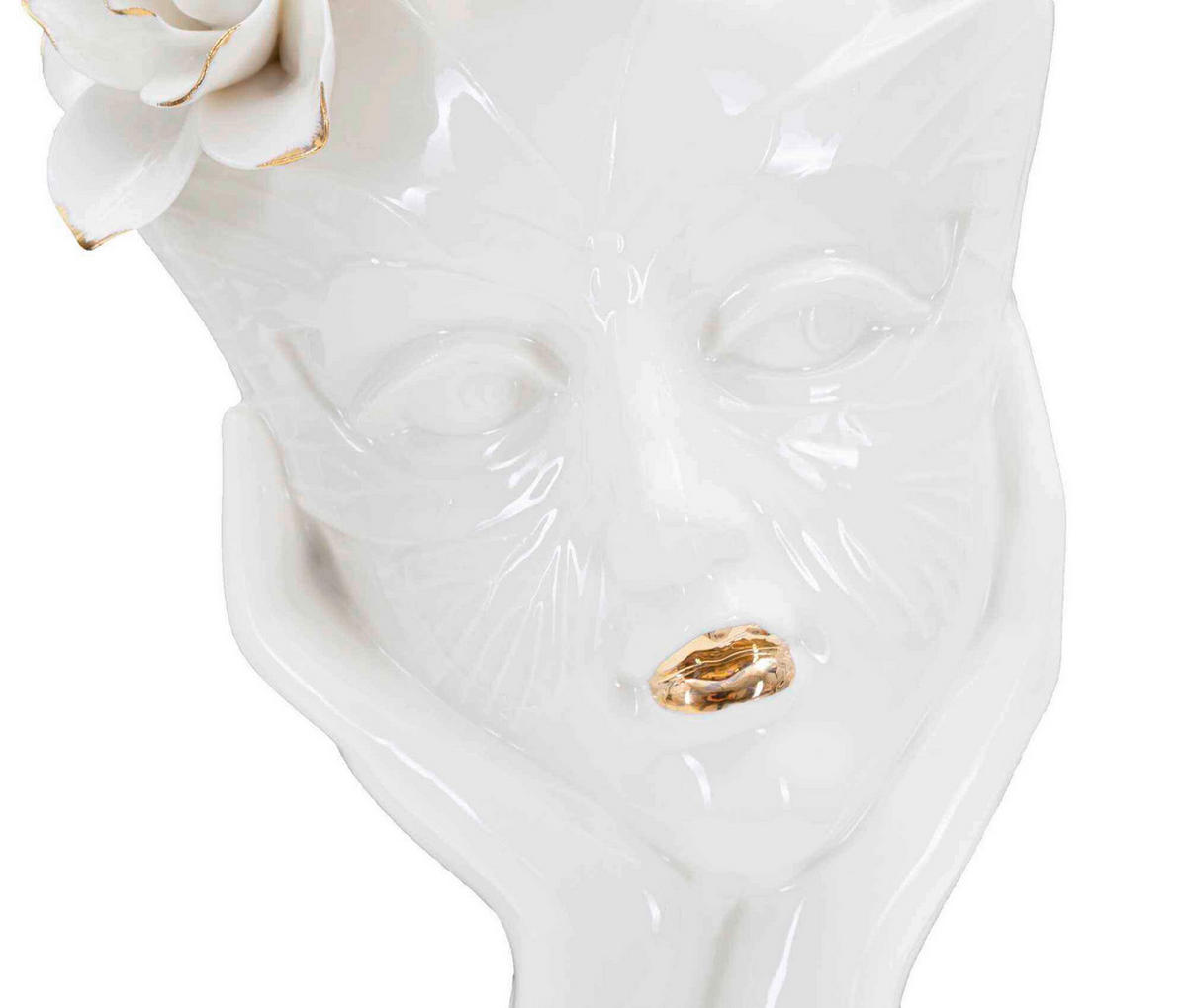 Vase Woman Mask  - Goldfarben/Weiß, Basics, Keramik (16,5/27,3/14cm)