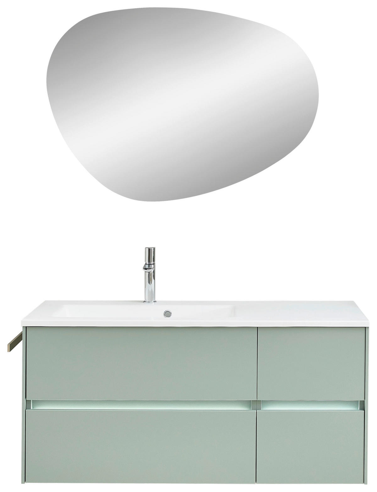 BADEZIMMER 3-teilig  in 113 cm  - Schilfgrün/Weiß, Design, Holzwerkstoff/Stein (113cm) - Sadena