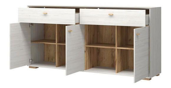 SIDEBOARD melaminharzbeschichtet Weiß - Eichefarben/Weiß, Design, Holz/Holzwerkstoff (187/91/41cm) - Linea Natura