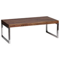 COUCHTISCH 120/60/40 cm Sheesham massiv rechteckig Sheeshamfarben einfacher Aufbau  - Chromfarben/Sheeshamfarben, Design, Holz/Metall (120/60/40cm) - MID.YOU