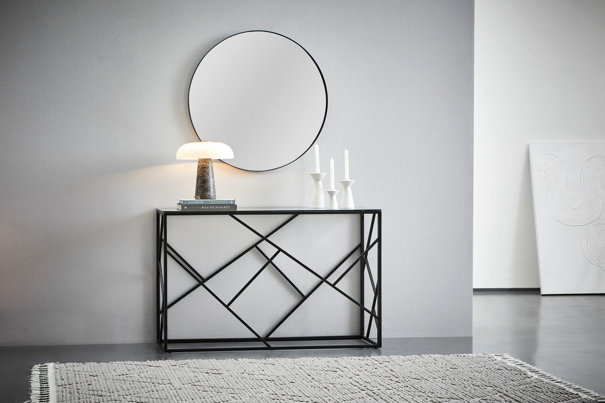 KONSOLENTISCH in Metall, Glas 120/45/77 cm   - Klar/Schwarz, Trend, Glas/Metall (120/45/77cm) - Xora