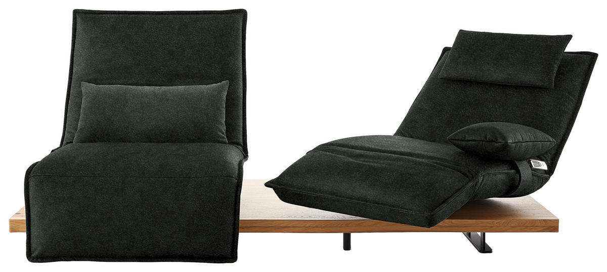 2-SITZER-SOFA Echtleder Dunkelgrün  - Dunkelgrün/Eichefarben, Natur, Leder/Holz (240/63/115cm) - Koinor