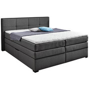 BOXSPRINGBETT 180 cm x 200 cm in Textil Grau, Schwarz - Wengefarben/Schwarz, Design, Holz/Holzwerkstoff (180/200cm) - NOVEL