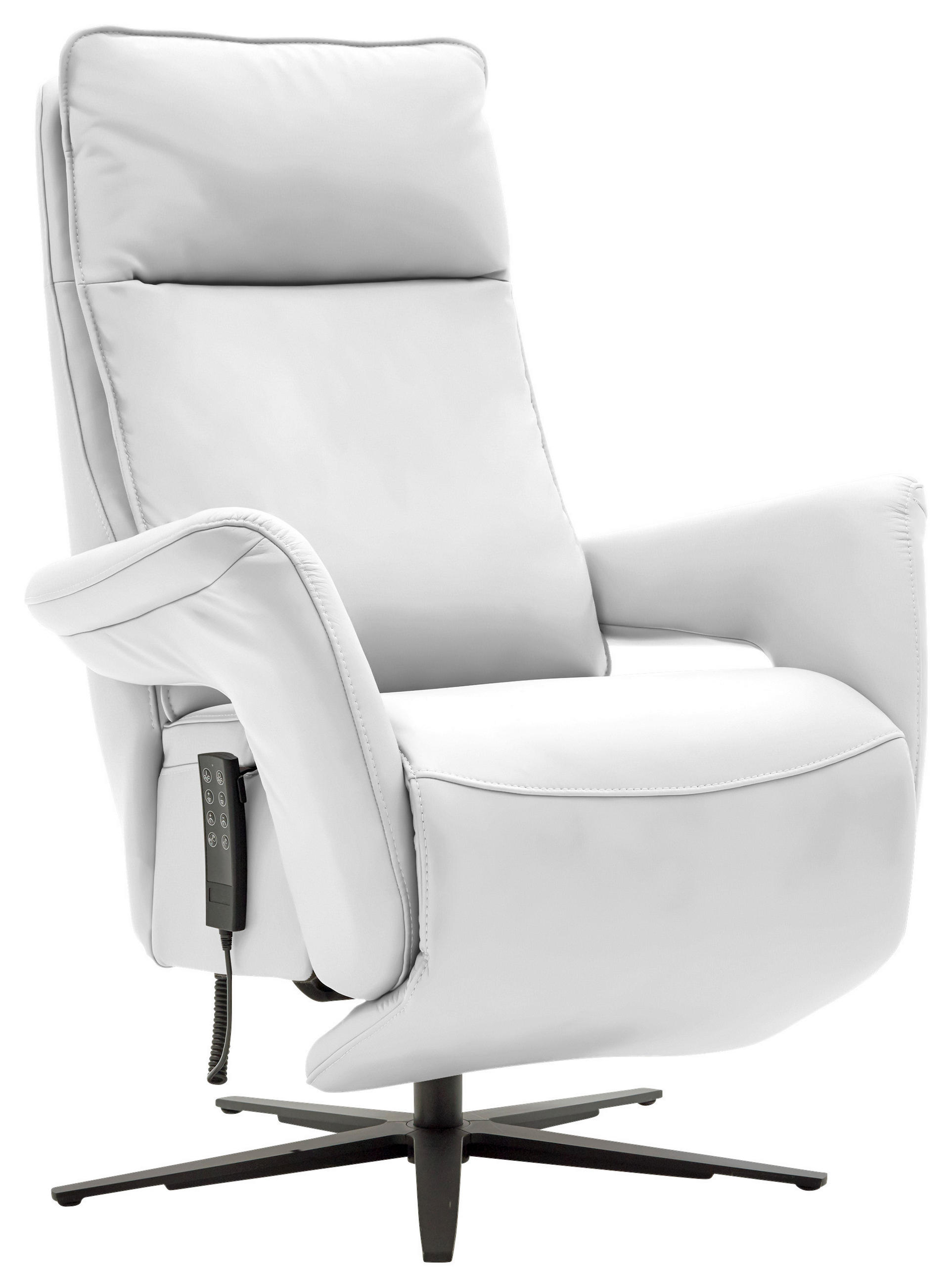 RELAXSESSEL in Leder Weiß  - Schwarz/Weiß, Design, Leder/Metall (83/116/87cm) - Valdera