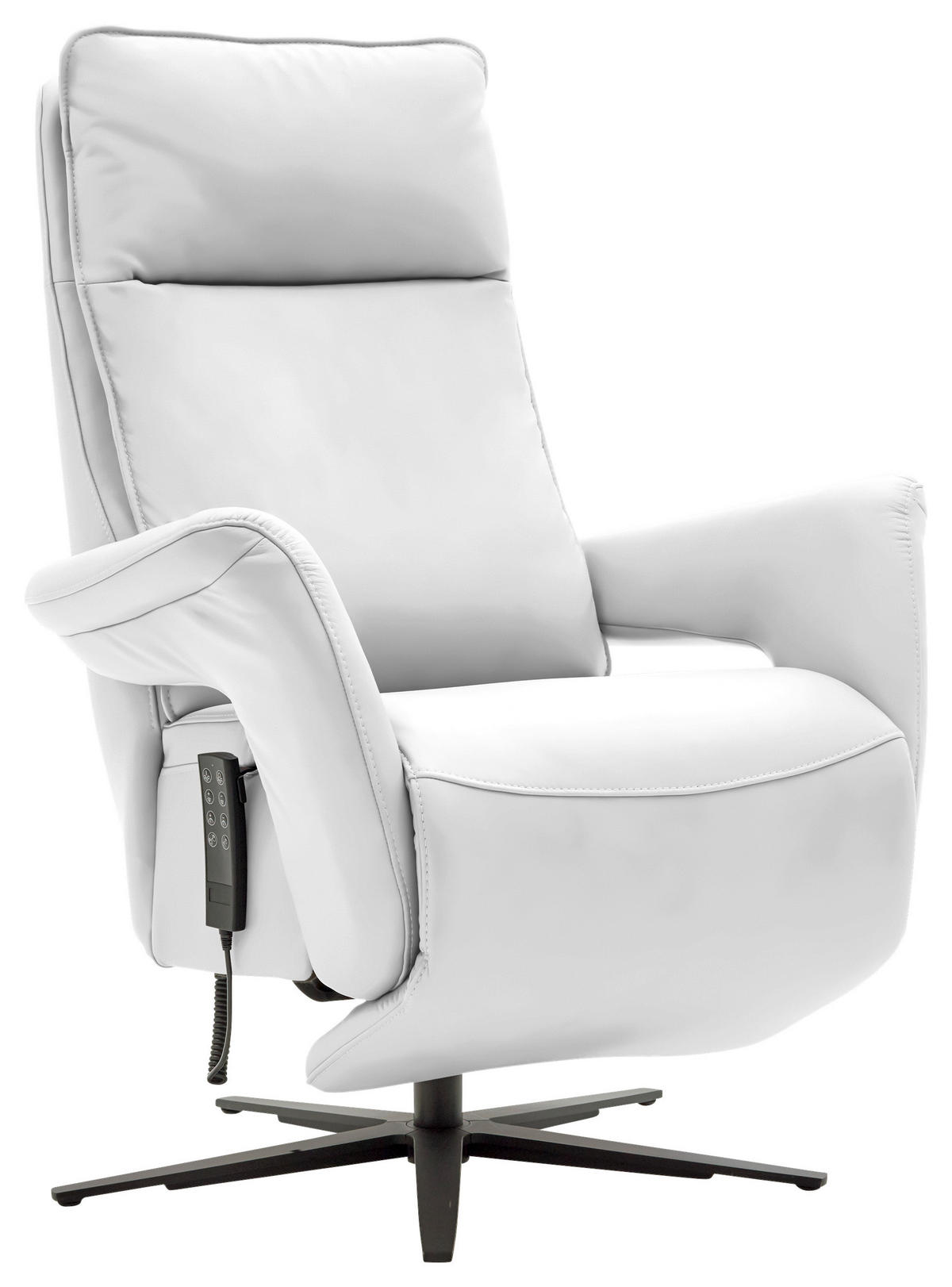 RELAXSESSEL in Leder Weiß  - Schwarz/Weiß, Design, Leder/Metall (83/116/87cm) - Valdera