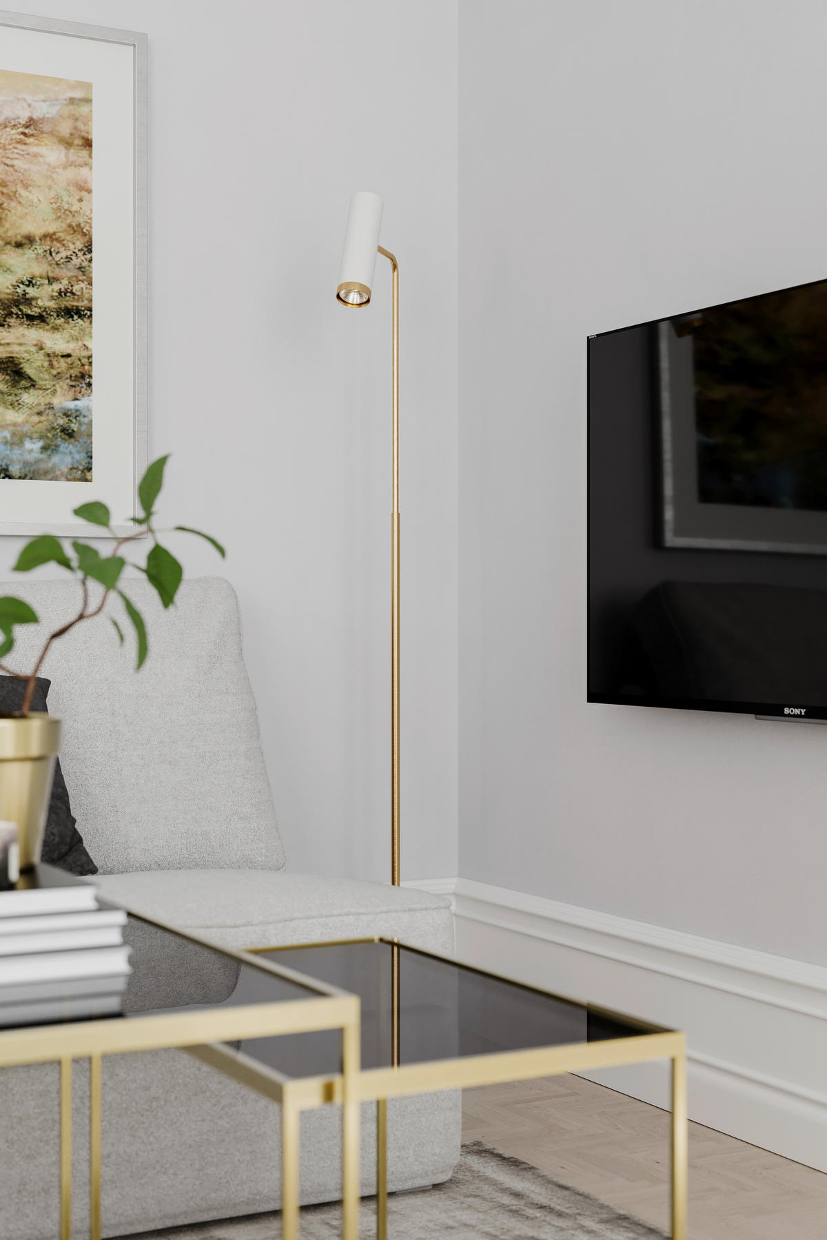 STEHLEUCHTE 23/157 cm    - Goldfarben/Weiß, Design, Kunststoff/Metall (23/157cm) - By Rydéns