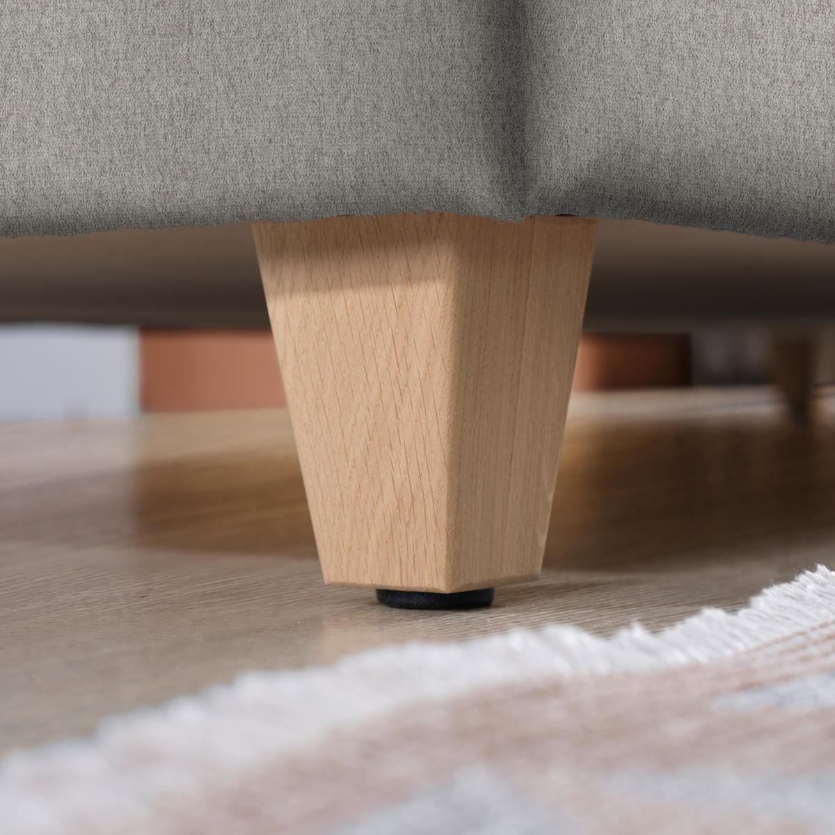 ECKSOFA in Flachgewebe Ecru  203/261 cm  - Ecru/Eichefarben, KONVENTIONELL, Holz/Textil (203/261cm) - Sedda