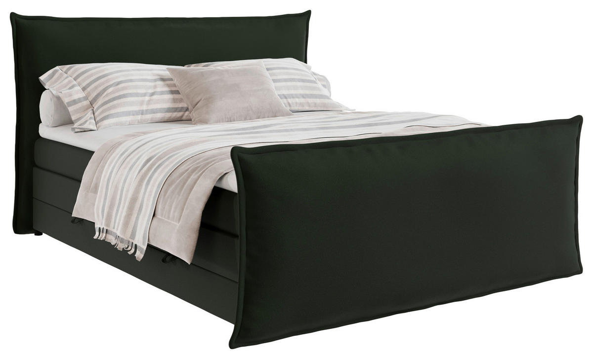 BOXSPRINGBETT 180/200 cm  in Grün  - Schwarz/Grün, MODERN, Textil (180/200cm) - MID.YOU