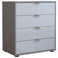 KOMMODE , 60/70/43 cm, 4 Schublade(n)  - Chromfarben/Schwarz, KONVENTIONELL, Glas/Holzwerkstoff (60/70/43cm) - Dieter Knoll