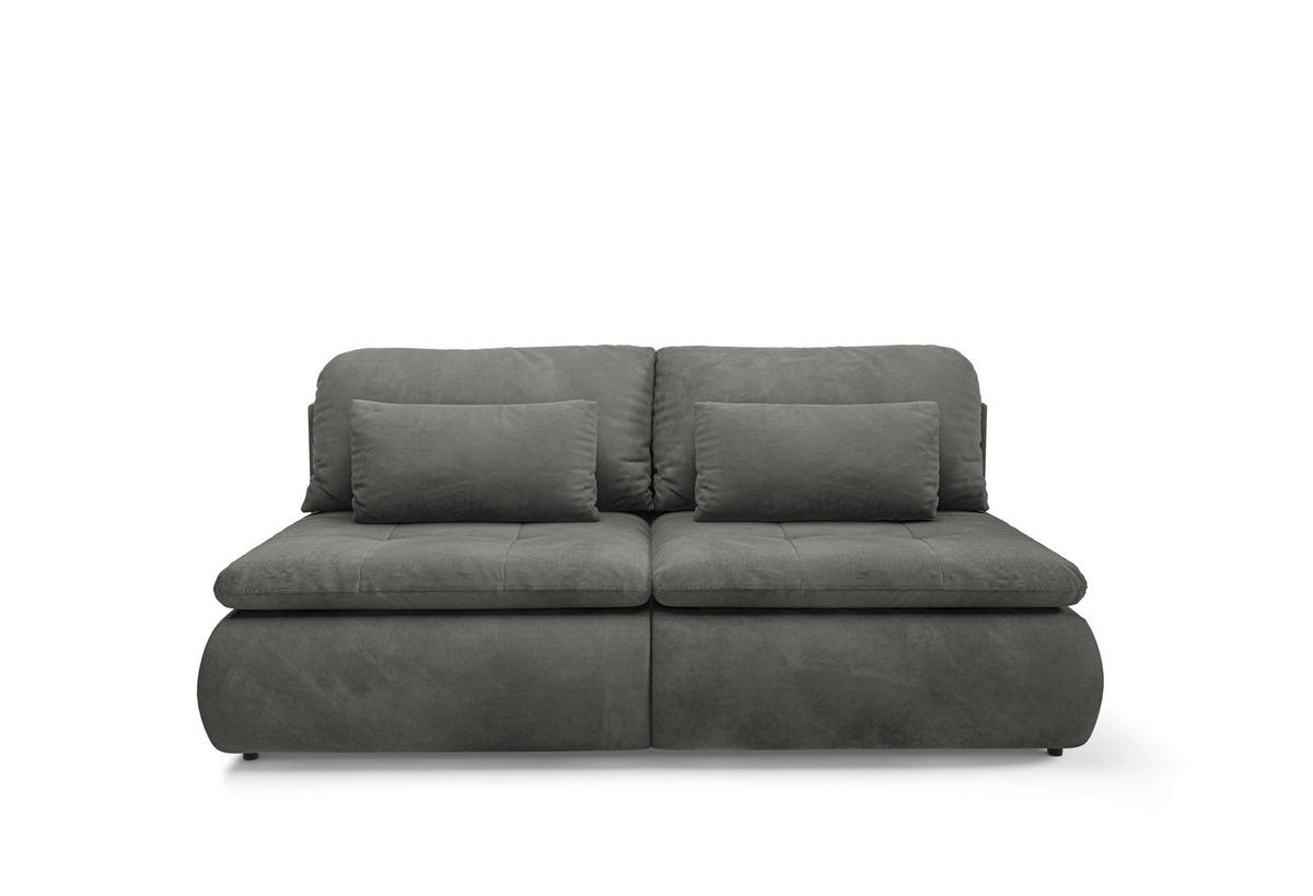 SCHLAFSOFA MYSTIC in Plüsch Grau  - Schwarz/Grau, Design, Kunststoff/Textil (220/94/114cm) - Livetastic