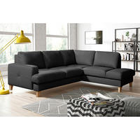 ECKSOFA Lederlook Echtleder Schwarz  - Buchefarben/Schwarz, Design, Leder/Holz (234/190cm) - Livetastic