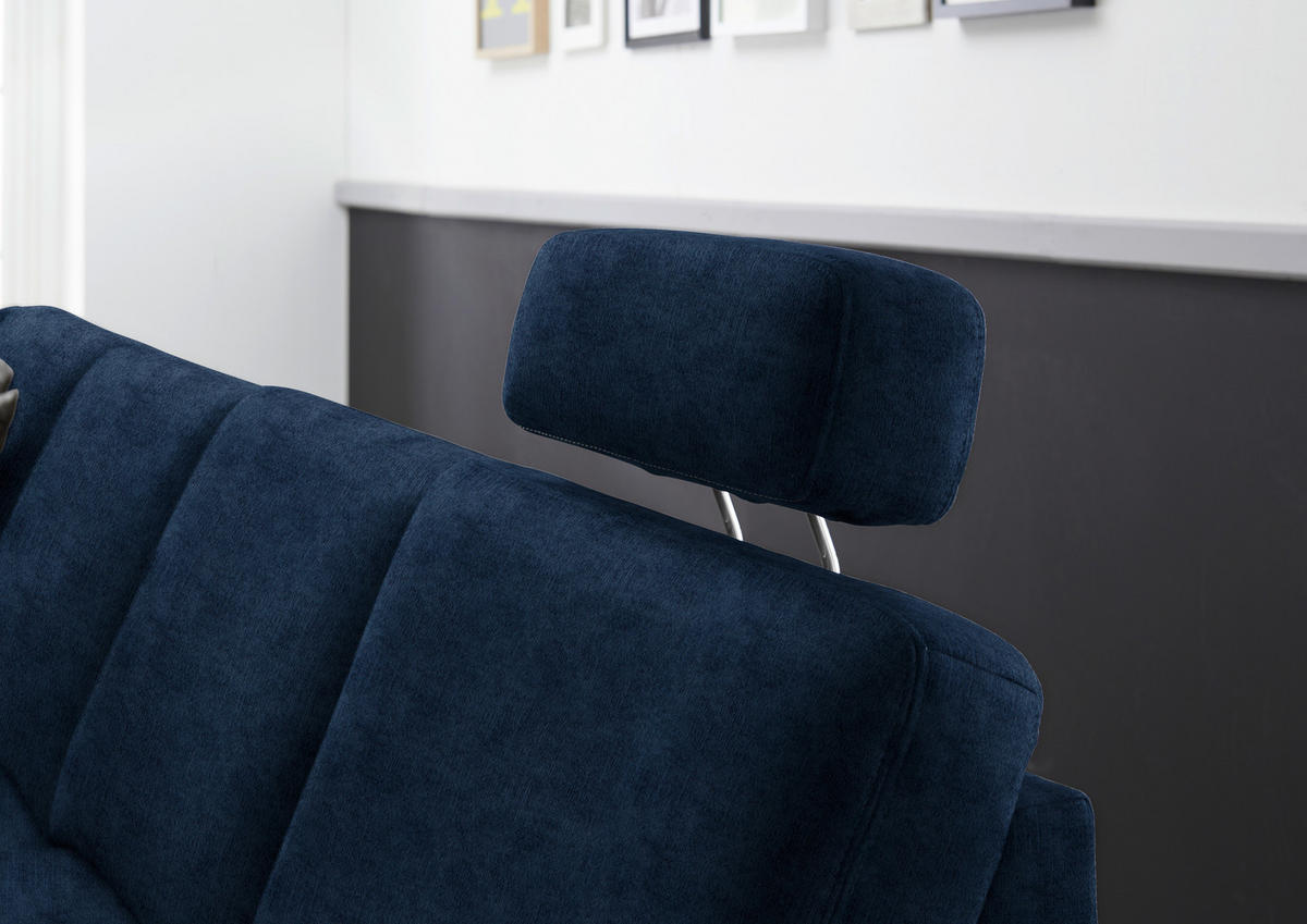 WOHNLANDSCHAFT in Velours Dunkelblau  - Eichefarben/Dunkelblau, Konventionell, Holz/Textil (167/316/235cm) - Beldomo System