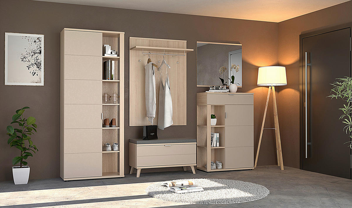 GARDEROBENBANK 90/51/38 cm  - Chromfarben/Kaschmir, Design, Holzwerkstoff/Textil (90/51/38cm) - Stylife