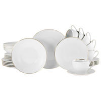 KOMBISERVICE Valencia 30-teilig  - Goldfarben/Weiß, Design, Keramik - Creatable