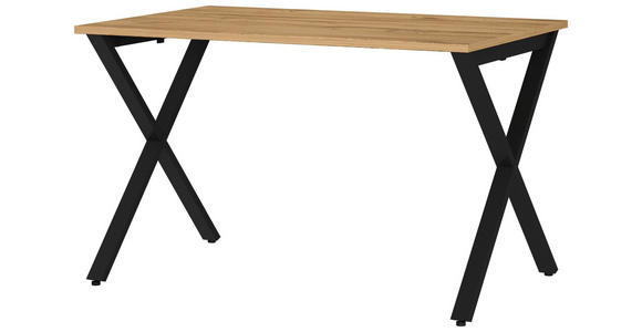 SCHREIBTISCH 120/80/75 cm, Schwarz, Eichefarben, in verschiedenen Holz-Dekoren erhältlich, justierbare Füße  - Eichefarben/Schwarz, MODERN, Holzwerkstoff/Metall (120/80/75cm) - Novel