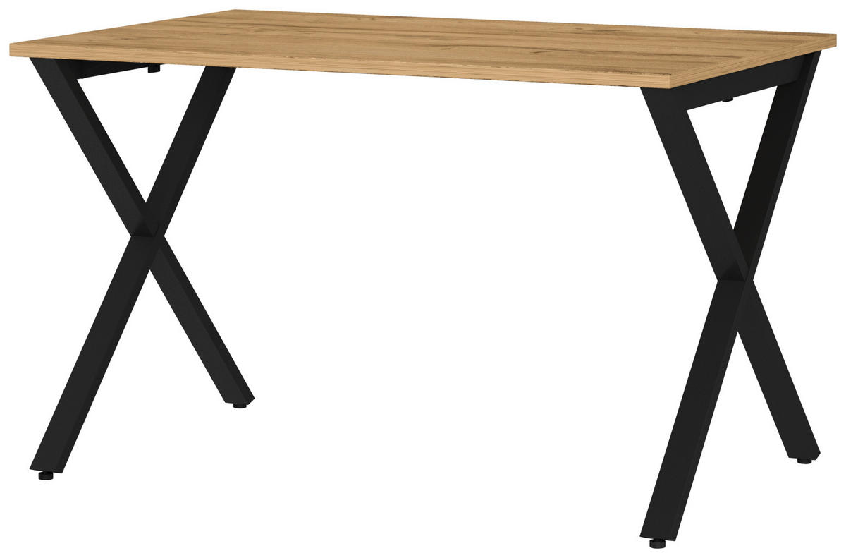 SCHREIBTISCH 120/80/75 cm, Schwarz, Eichefarben, in verschiedenen Holz-Dekoren erhältlich, justierbare Füße  - Eichefarben/Schwarz, MODERN, Holzwerkstoff/Metall (120/80/75cm) - Novel