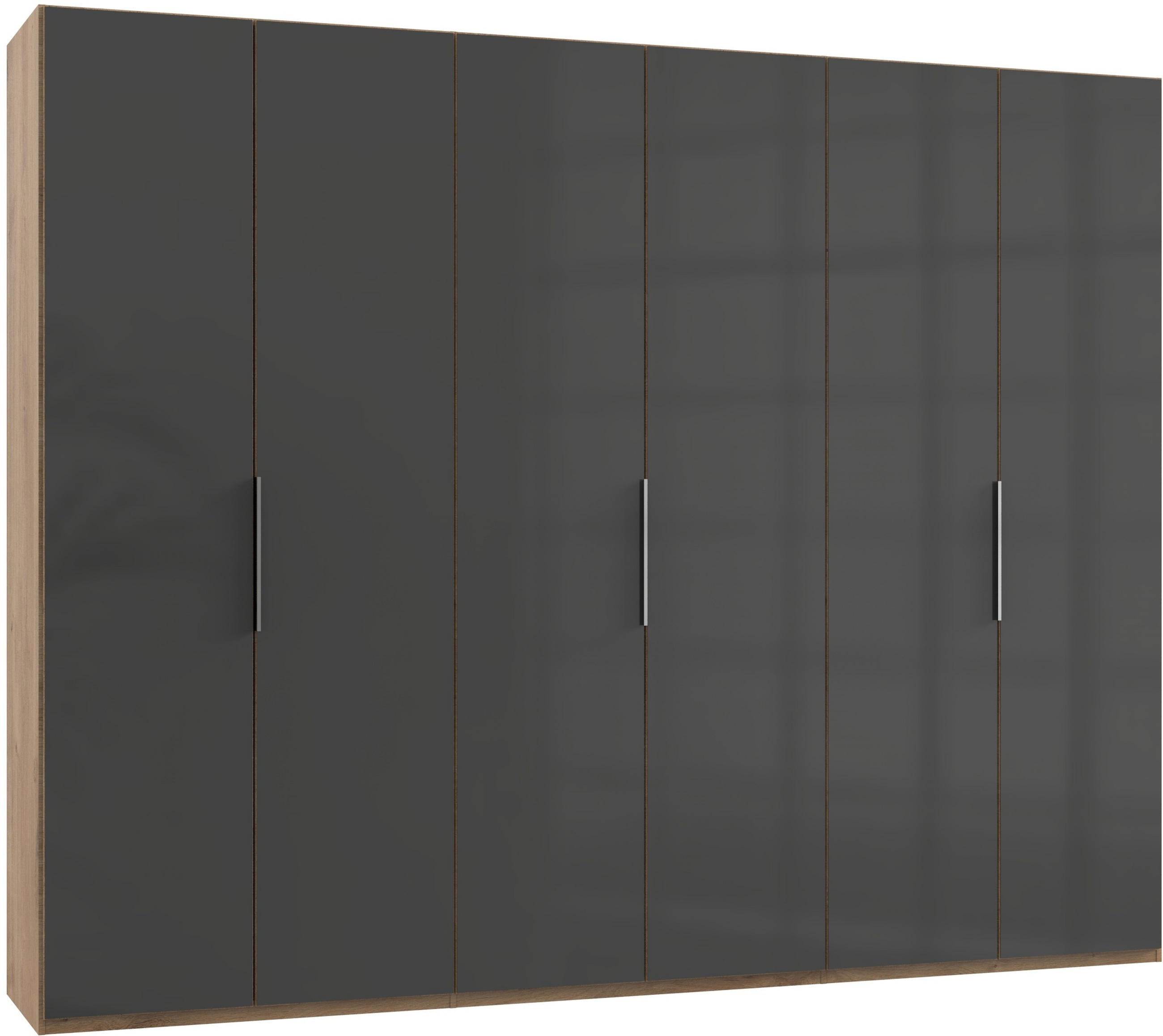 DREHTÜRENSCHRANK 300/236/58 cm 6-türig Grau, Eichefarben  - Chromfarben/Eichefarben, MODERN, Glas/Holzwerkstoff (300/236/58cm) - MID.YOU