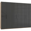 DREHTÜRENSCHRANK in Grau, Eichefarben  - Chromfarben/Eichefarben, Modern, Glas/Holzwerkstoff (300/236/58cm) - MID.YOU